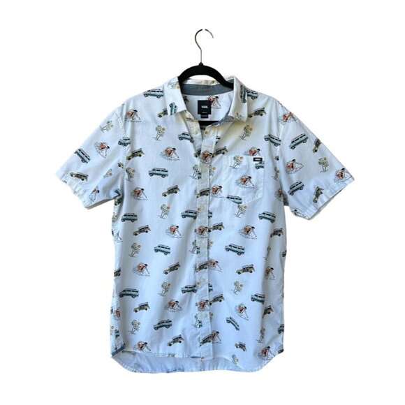 Vans Mens Medium Classic Fit Surf‎ Print Button-Up Shirt - Picture 1 of 7